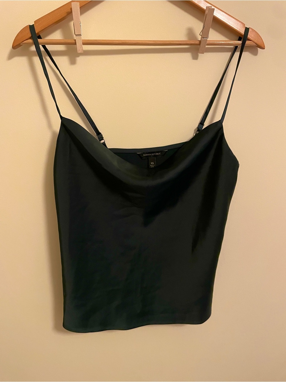 Banana Republic dark green Satin Cowl Neck Camisole